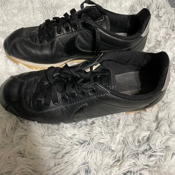Nike men All black court, silver black reflector, black bike sign leather casual main image 8